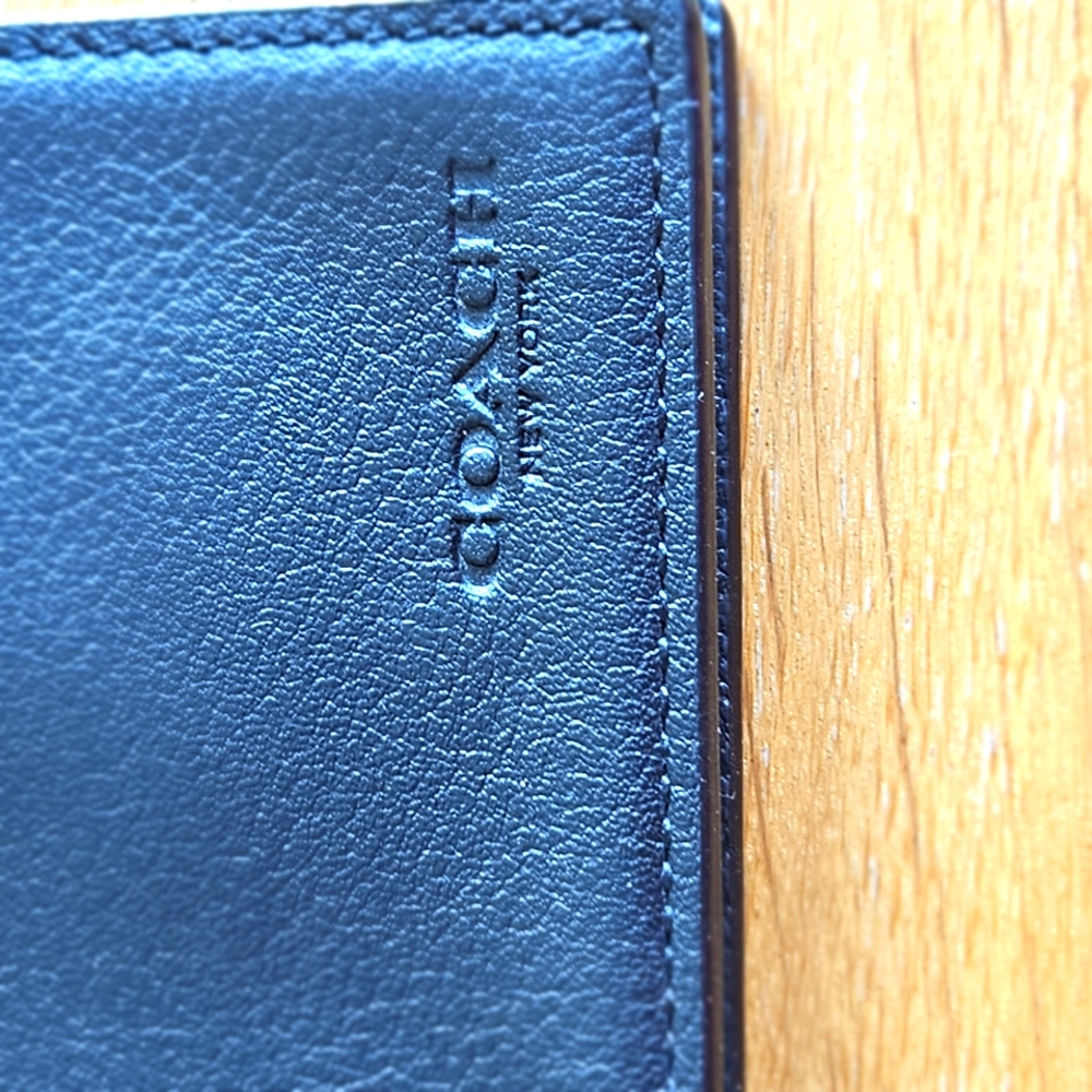 COACH Billfold ID Calf Leather Wallet - Black - Picture 7 of 14
